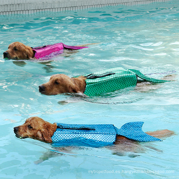 Traje de perro de diseño de pescado de sirena Chaqueta de vida de perro de mascota de natación